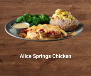 Alice Springs Chicken topped with melted cheese, crispy bacon, and honey mustard sauce – Outback Steakhouse signature