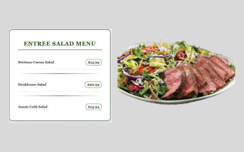 Outback Steakhouse Entree Salad Menu
