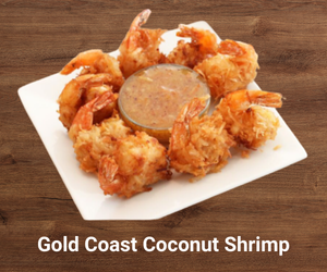 Crispy Gold Coast coconut shrimp served with sweet tangy marmalade sauce – Outback Steakhouse appetizer